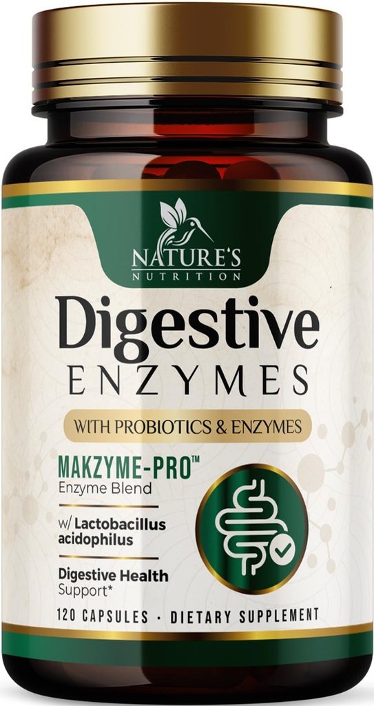 Digestive Enzymes - Super Digestive Multi Enzyme Complex for Bloating & Gut Health Support with Bromelain, Papain, Probiyotiks & Prebiyotiks - Kadın ve Erkekler için Sağlık Desteği - 120 Capsules