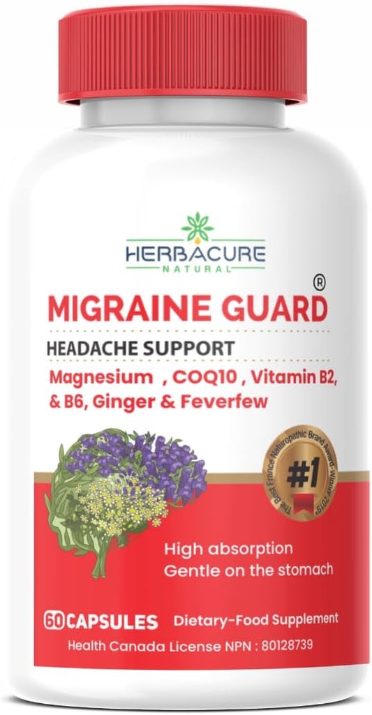 MIGRAINE Guard ® New Migraine Relief Headache Önleme, Klinik Olarak Proven COQ10, VIT B2, VIT B6, Ateşfew, Magnezyum GLYCINATE, Ginger, Exceptional Response For Essays Made in Canada