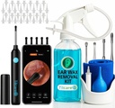 Ear Wax Removal Tool with Ear Camera by Tilcare - Ear Irrigation Flushing System for Yetişkinler & Çocuklar - Mükemmel Ear Temizlik Kit - Basin, Machinee, Curette Kit, Havlu ve 30 Uygun İpuçları