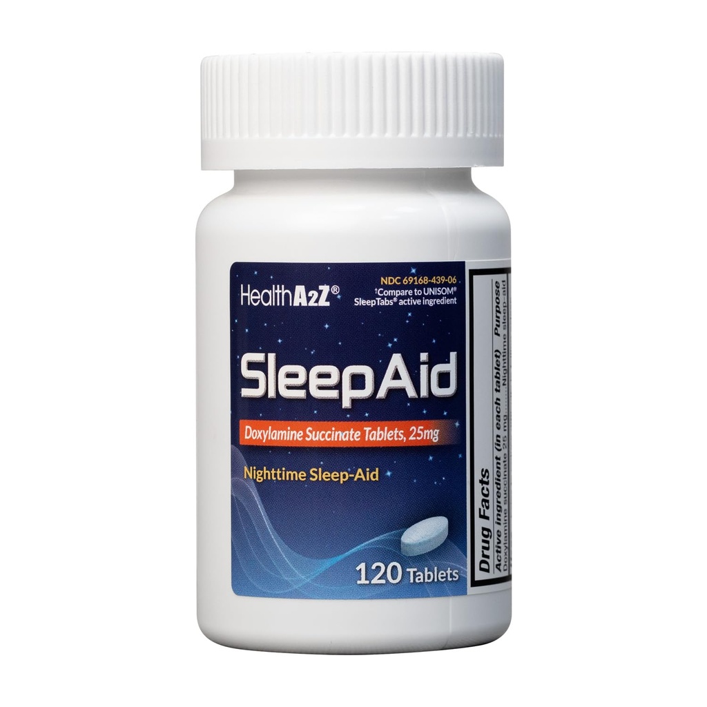 HealthA2Z® Sleep Aid | Doxylamine Succinate Tabletler 25 mg | 120 Konts (Pazar 1)