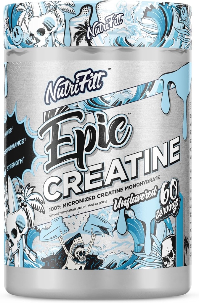 Nutrifitt CREATINE | Micronizedtine Cyhidrat | Erkekler ve Kadınlar için | 60 Hizmet | Kas Büyüme | Bilişsel Boost | UNFLAVORED