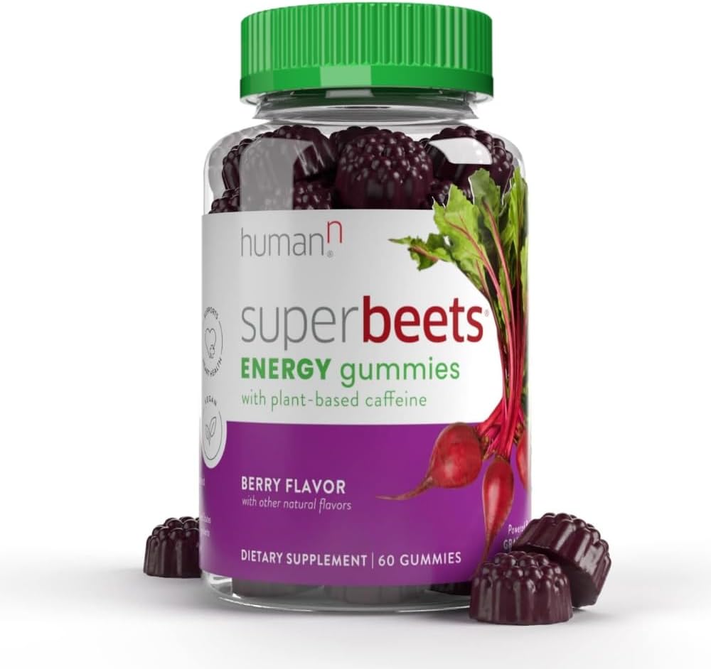 İnsanN SuperBeets Enerji Gummies - Hızlı Enerji ve Zihin Odaklığı - Nitrik Oksit'i arttırmaya yardımcı olun - Sağlıklı Kan Basıncı ve Circulation Desteği - Anti-GMO - Berry Flavor, 60 Count