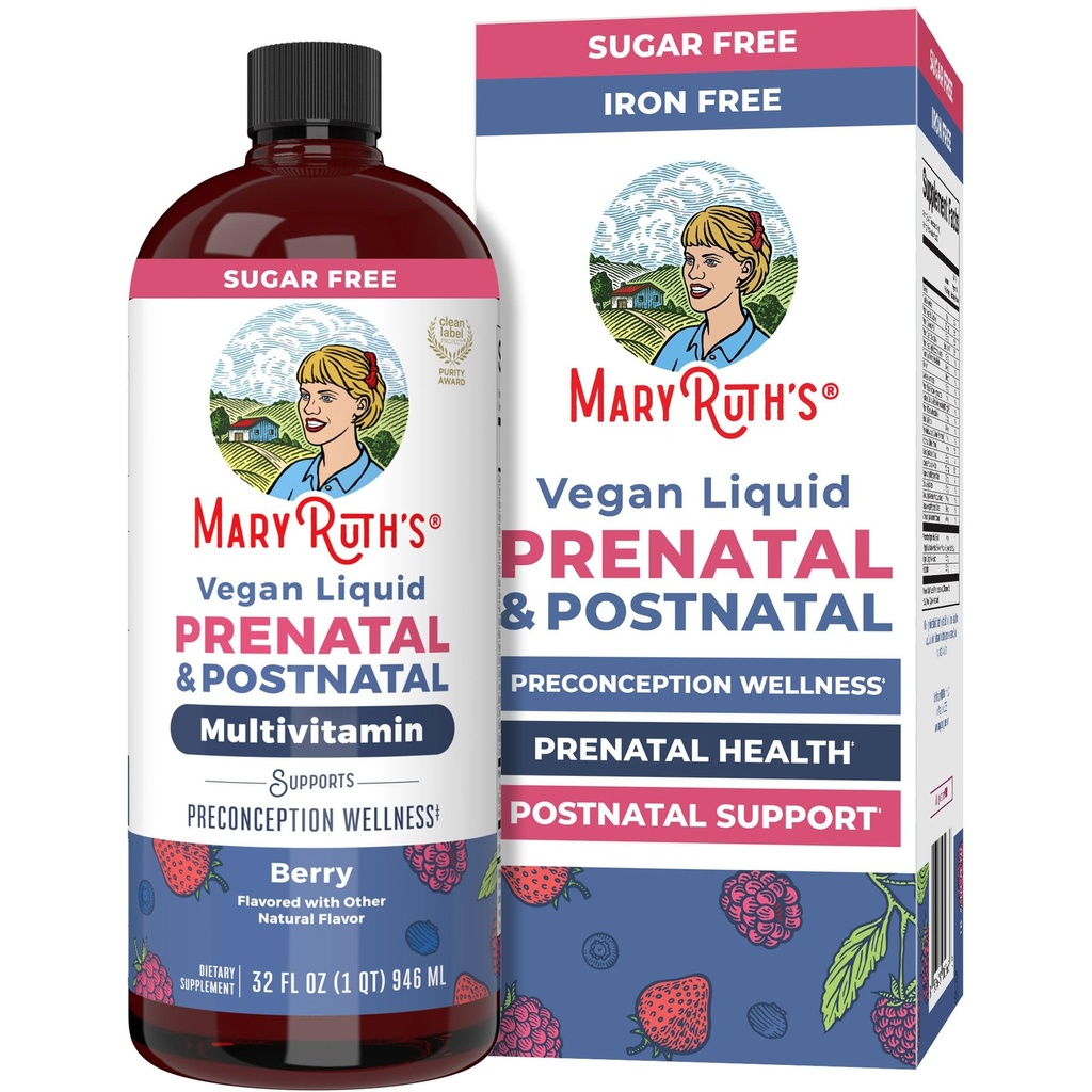 MaryRuth Organics Postnatal & Prenatal Vitamins for Women | Sugar Free | Womens Multivitamin for Pre-Conception, Hamile & Hemşire | Ginger | Selenium | Folate | Vegan | Non-GMO | Gluten Free | 32oz