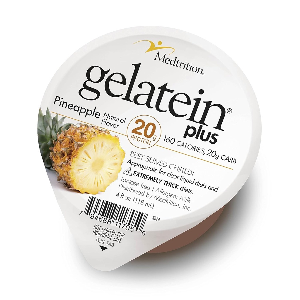 GelaTein Plus Pineapple: 20 Grams of Protein. Ideal for Clear Liquid Diets, swallowing Difficulties, Dialysis and Oncology. Great pre or Post-Workout Snack. (36 Pack) …