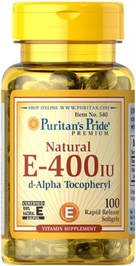 Puritan'ın Gurur Vitamini E 268 mg Karma Tocopherols Natural Immune Support by Pride®, 400 IU /, 100 Kont