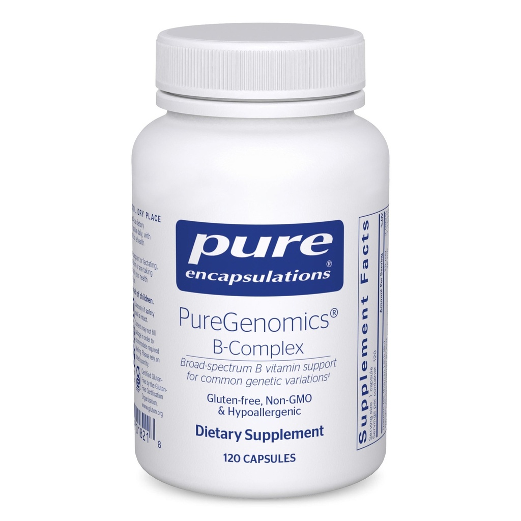 Pure Encapsulations PureGenomics B-Complex - Broad Spectrum B Vitamini Genetik Expression, Hücre Fonksiyonlar, Hormon Prodüksiyon & Enerji Metabolism * - Vitamin B12 & B6-120 Capsules
