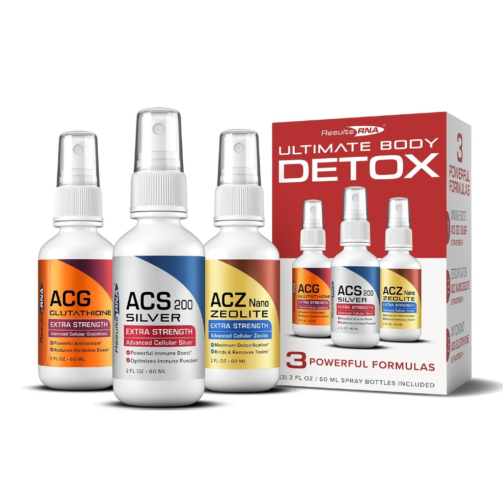 Sonuçlar RNA – Ultimate Body Detox Ekstra Kuvvet Sistemi – ACS 200 Silver/ACZ Nano Zeolit/ACG Glutathione Klinik olarak (2 oz - 30 Hizmet - 2000 mg)