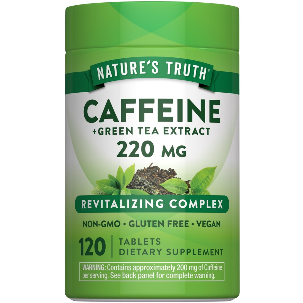 Nature's Truth Caffeine Pills | 220mg | 120 Kont | Green Tea Extract | Vegan, Non-GMO & Gluten Free Supplement Supplement