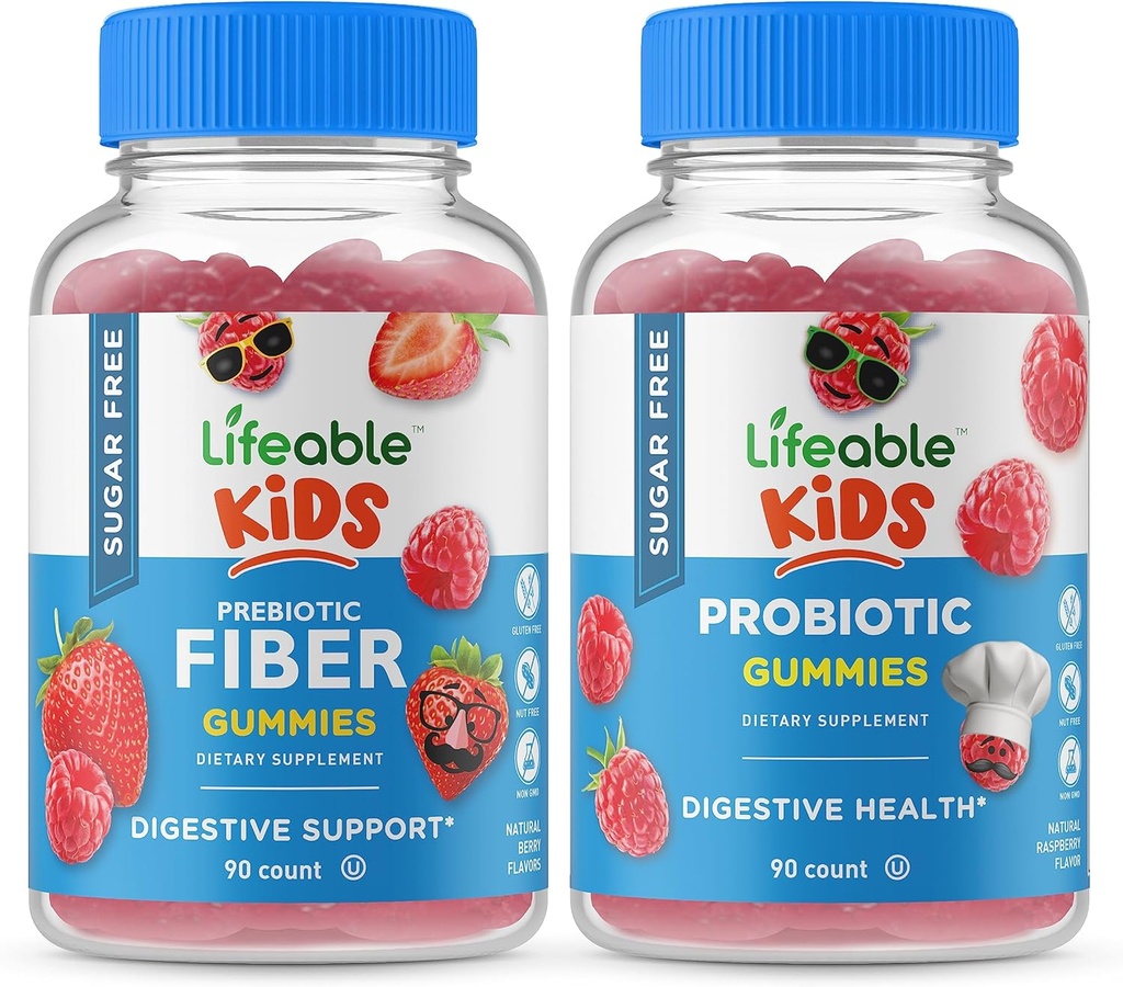 Lifeable Sugar Free Preciotic Fiber Kids + Probiyotik + Prebiyotik Fiber Kids, Gummies Sche - Great Tasting, Vitamin Supplement, Gluten Free, GMO Free, Chewable Gummy Gummy