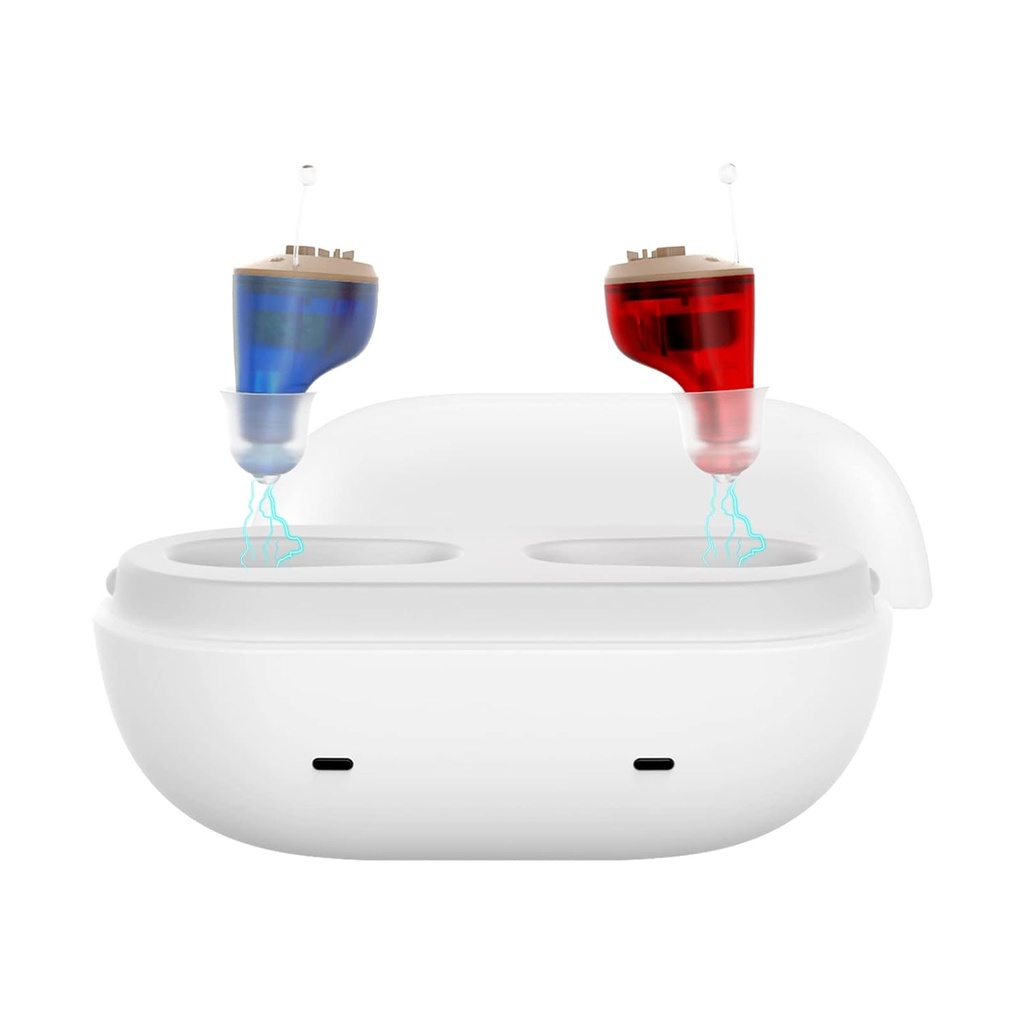 Üst düzey işitme kaybı için gerçek işitme Yardımları Gürültü Cancelling Invisible Device İşitme Aid with Manyetik Şarj Box