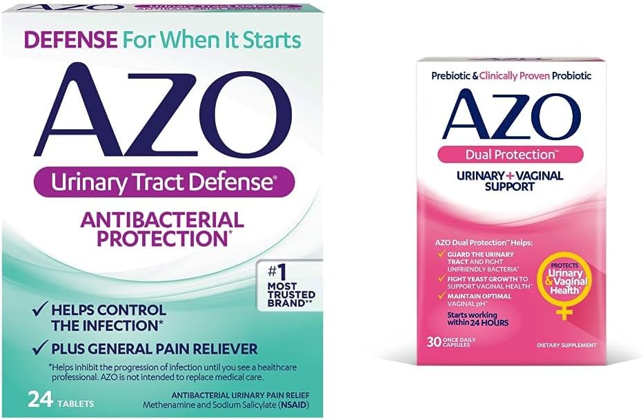 AZO Urinary Tract Defense Antibacterial Protection, Bir Doktor 24 + Çift Koruma, Urinary + Vaginal Destek*, Prebiyotik Plus Probiyotik, 30 Kont