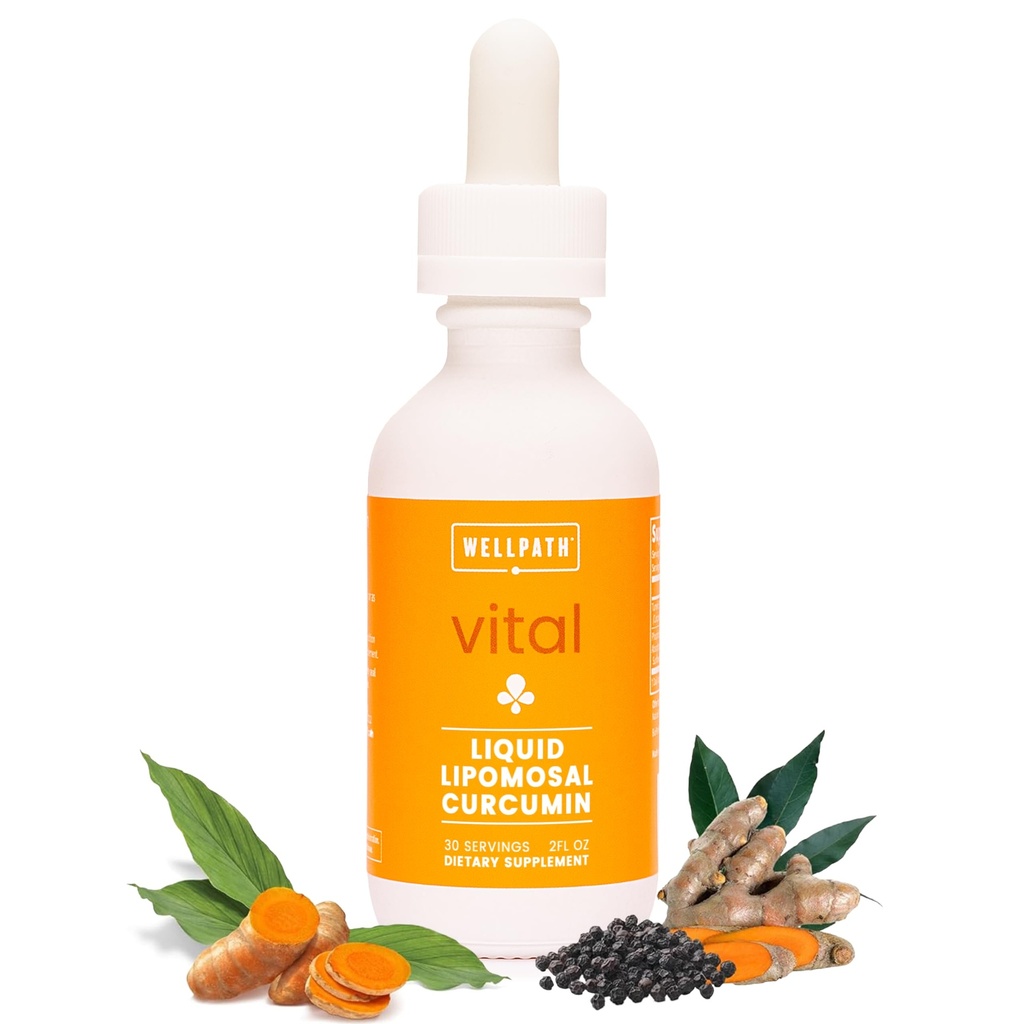 WellPath Liposomal Curcumin Supplement | Sıvı Turmeric Drops with Black Pepper Extract | Geliştirilmiş Abors | Non-GMO, Vegan, 2 oz