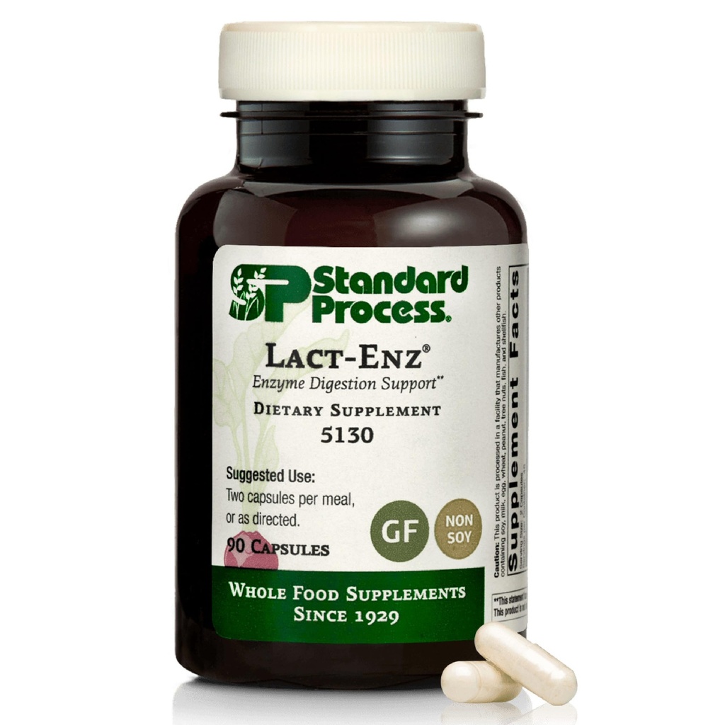 Standard Process Inc. Lact-ENZ - Tüm Gıda Immune Support, Digestion and Digestive Health with Bifidobacterium Longum, Cellulase, Pro, Amylase, Lipase, Maltodextrin ve More - 90 Capsules