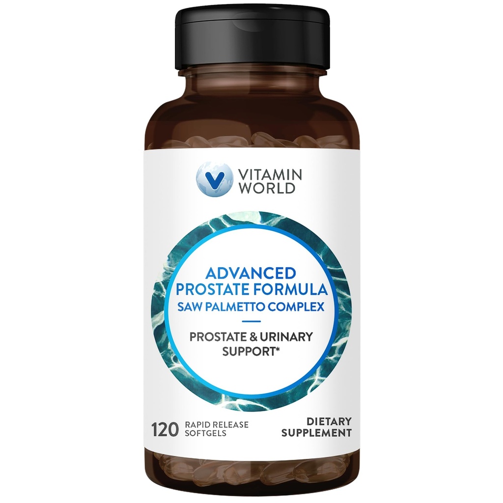 World Advanced Prostate Formula Saw Palmetto Kompleksi 120 Softgels, Supports Prostate Health, Urinary Health, Rapid-Release, Gluten Free