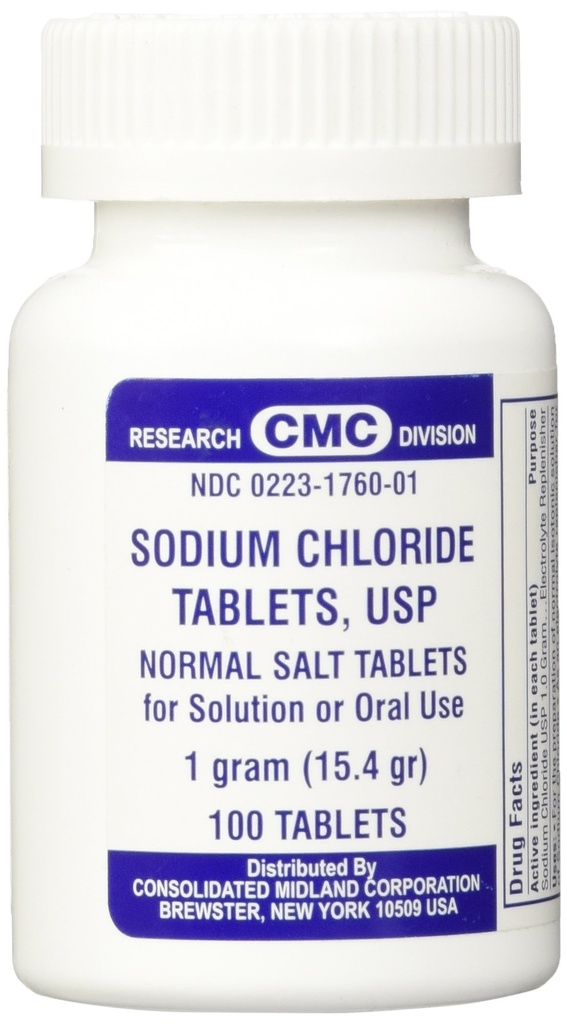 sodyum Chloride Tabletleri 1 Gm, USP Normal Salt Tabletler - 100 Tablet