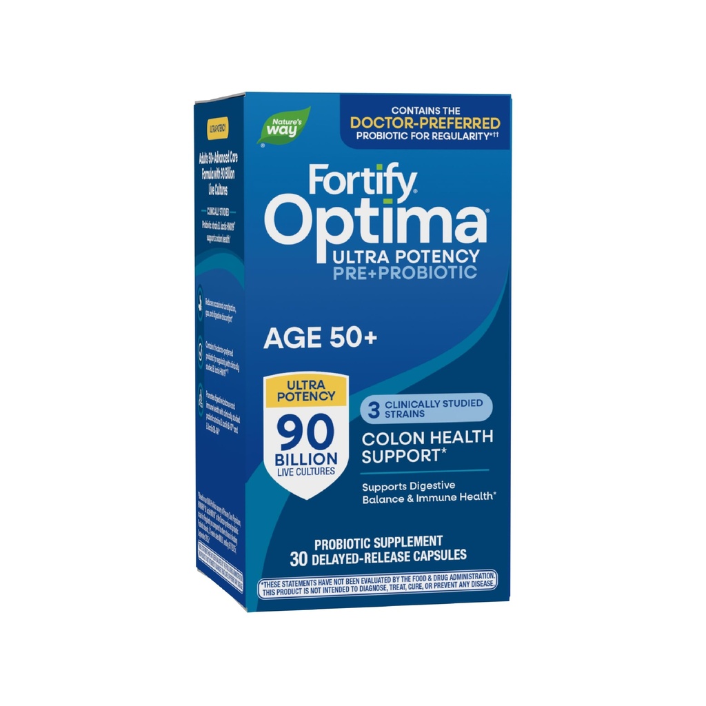 Nature's Way Fortify Optima Probiyotik for Yetişkinler 50+, 90 milyar Live Cultures, 15 Strains, Colon Health*, Supports Digestive Balance and Immune Health*, 30 Capsules (Pazarlama)