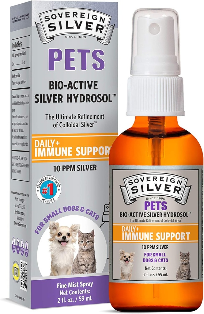 Sovereign Silver Pets Immune Support, Colloidal Silver, Bio-Active Silver Hydrosol, Köpekler ve Kediler için, 10 ppm, Güzel Mix, 2 Fl Oz Oz