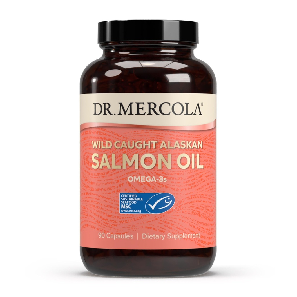 Dr. Mercola Wild Caught Alaskan Salmon Oil, 30 Hizmet (90 Capsules), Omega-3s, Diyet Tamam, Sağlıklı Beyin ve Bilişsel Fonksiyonlar, Non-GMO, MSC sertifikalı