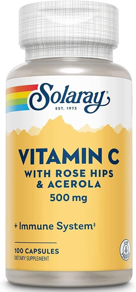 Solaray C w/Rose HIPS & Acerola, Capsule (Btl-Plastik) 500 mg | 100 Kont | 2 Paket