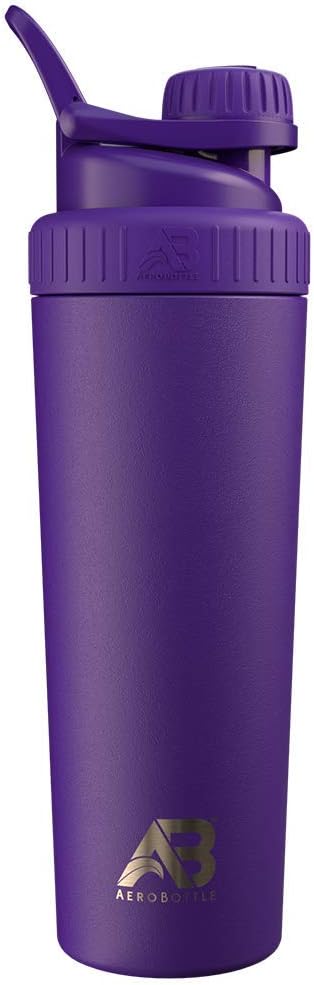 AeroBottle Ağo Shaker Kupası, paslanmaz Steel Water Şişe ve Protein Shaker, Mixes proteini ve Pre Workout With Turbulent Mix Technology, No Mixing Ball veya Wisk, 26oz, Nightfall Morks