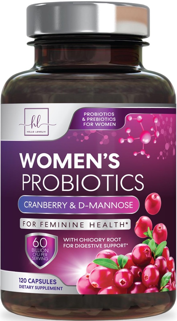 Women Digestive Health Support - 60 Milyar CFU Women's Probiyotik, 16 Strains, pH Dengesi için, Vaginal Support with Cranberry for Gut Health, Urinary & Immune Support - 120 Capsules