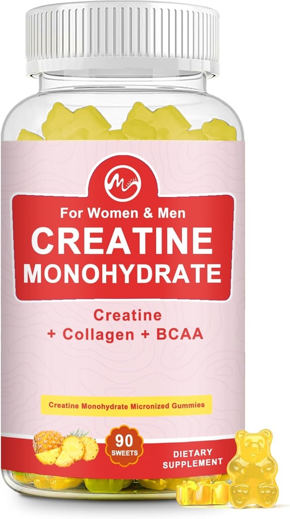 Kadınlar ve Erkekler için Krehidrat Gummy, Kre Free, Chewable, Muscle Supportine Monohidrat Gummy for Women & Men,t Kreine Supplements, Sugar Free, Chewable, for Muscle Support