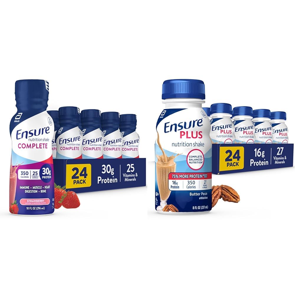 Immune Health, Strawberry, 10 Fl Oz & Plus Butter Pecan Beslenme Shake, Mealchange Shake, 24 Pack