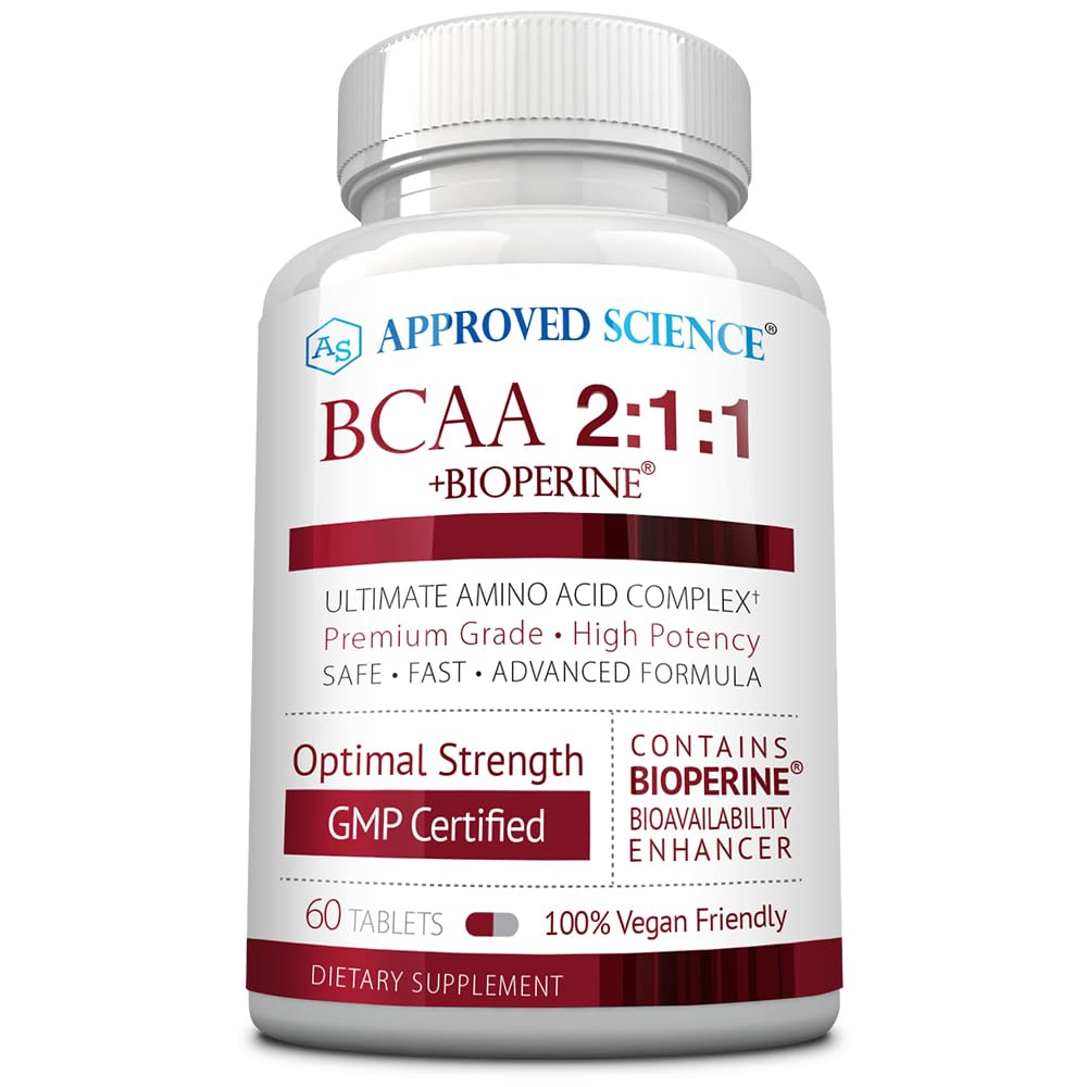 Onaylanan Bilim BCAA Supplement - 60 Tablet - 2400 mg - Performans ve Geliştir Kas Geliştirme - L-Leucine, L-Isoleucine, L-Valine - ABD'de Made in-GMOB
