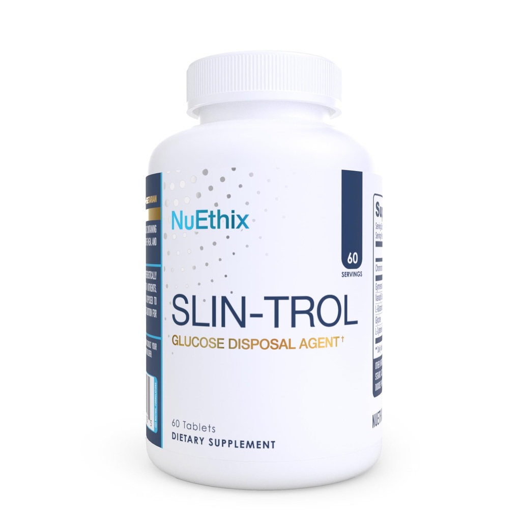 NuEthix Formulations SLIN-Trol, Glucose Disposal Agent Pills for Men & Women, Nutrient Partition Supplement with Chromium Polynicotinate, & Glycine, Etkili Carb Aborpsiyon, Non-GMO, 60 Servisler