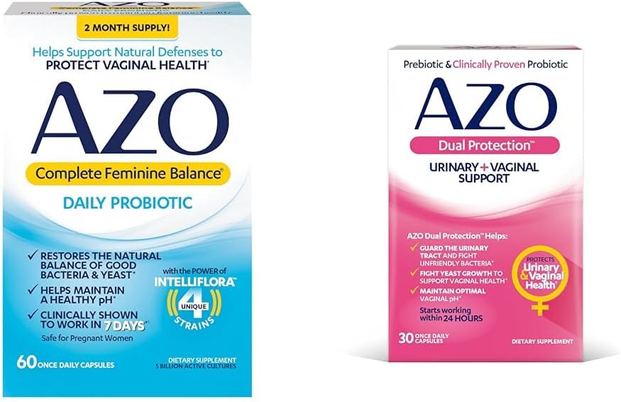 AZO Kadın için Günlük Probiyotikleri Dengele Tamamlayın, Klinik olarak Vaginal Sağlık ve Çift Korumayı Korumaya Yardımcı Olmak | Urinary + Vaginal Destek* | Prebiyotik Plus Klinik Olarak