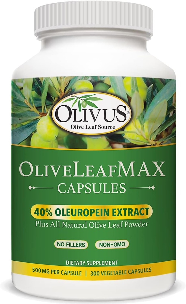 OliveLeafMAX Olive Leaf Extract (4% Oleuroepin) + Organik Zeytin Yemekleri Toz + No Fillers + 300 Vejetaryen Capsules + Kaynaklandı İspanya ve ABD'de GMP Tesisinde Üretildi