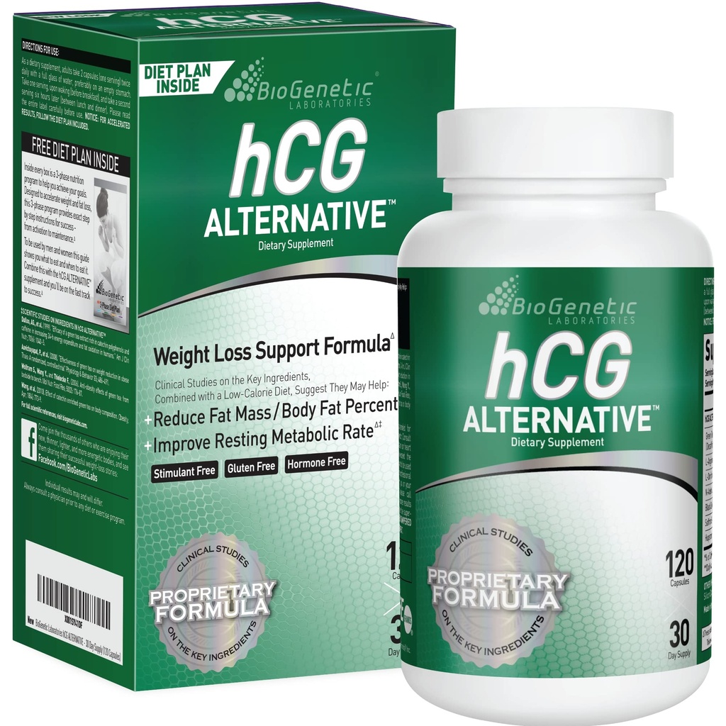 BioGenetic Laboratories hCG Alternative - Weight Loss Pills and Fat Burner for Men and Women - Boosts Metabolism Supports Healthy Diets - Alternative Formula - 30-Day Supply (120 Capsules per Bottle)