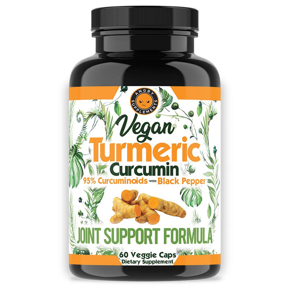 Vegan Turmeric Curcumin with Black Pepper Extract (60 Veggie Capsules-2 Ay Supply),% 95 Curcuminoids - Tüm Doğal Güçlü Antioksitler Ortak Destek ve Yardım için (1-Bottle)