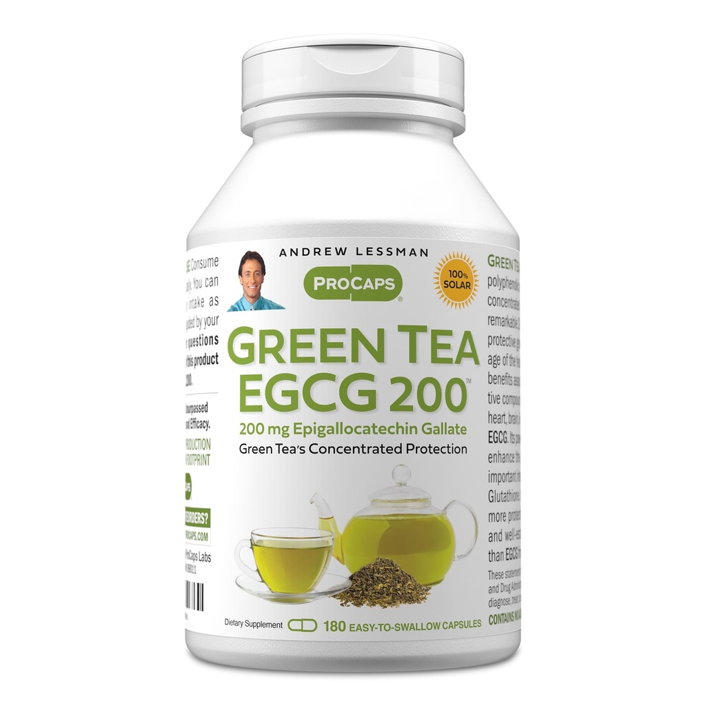 ANDREW LESSMAN Yeşil Çay EGCG 200 mg - 180 Capsules - 200 mg EGCG, Sağlıklı Yaşam İşi için Güçlü Anti-oksit Desteği, Immune, Brain, Heart and Circulatory Systems. Katkı yok