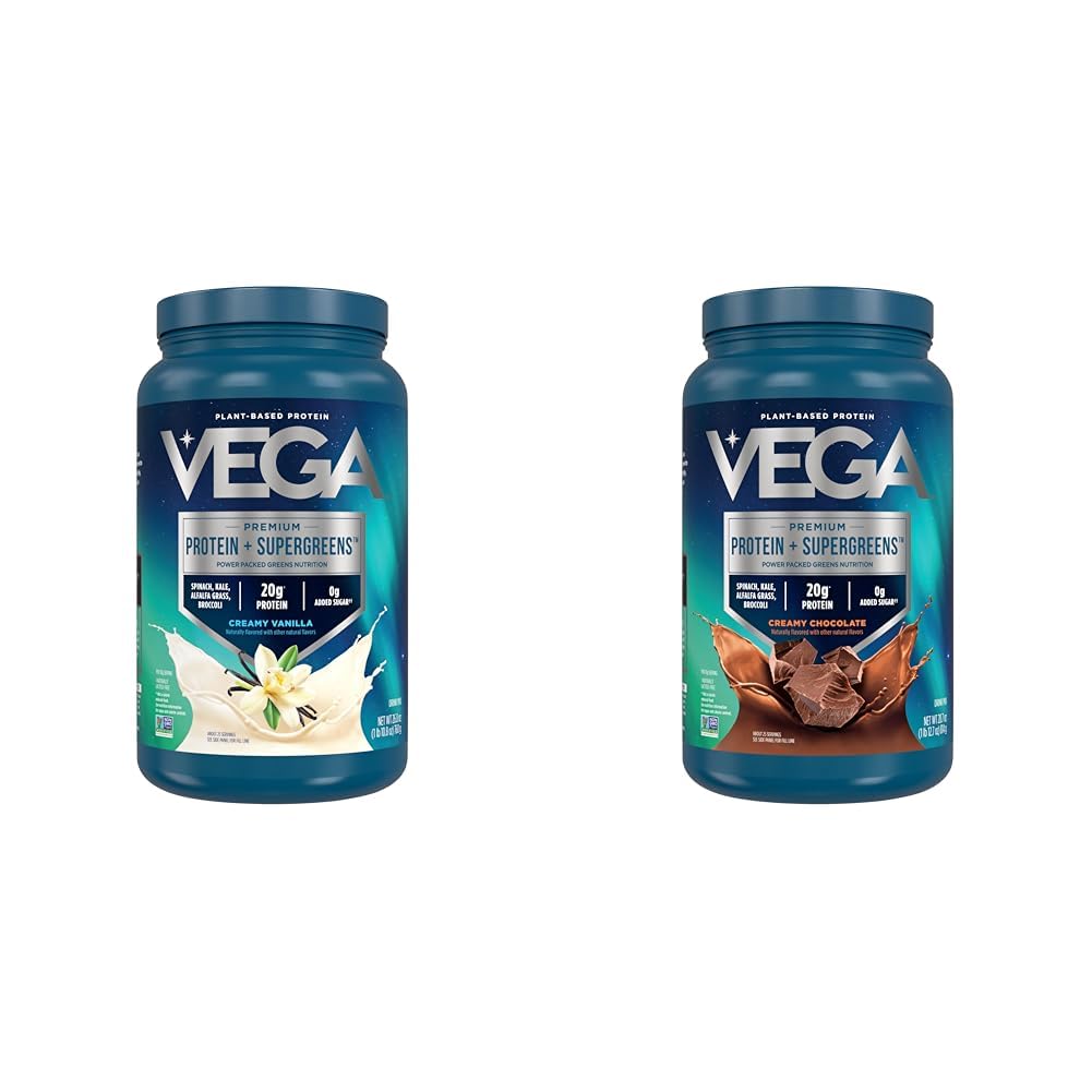 Vega Protein ve Yeşiller G, Çikolata + Vanilla (25 Her Şeye Hizmet Ediyor) - Bitki bazlı Protein Toz, Keto-Friendly, Gluten Free, Non Dairy, Vegan, Non Soy, Non GMO, Lactose Free