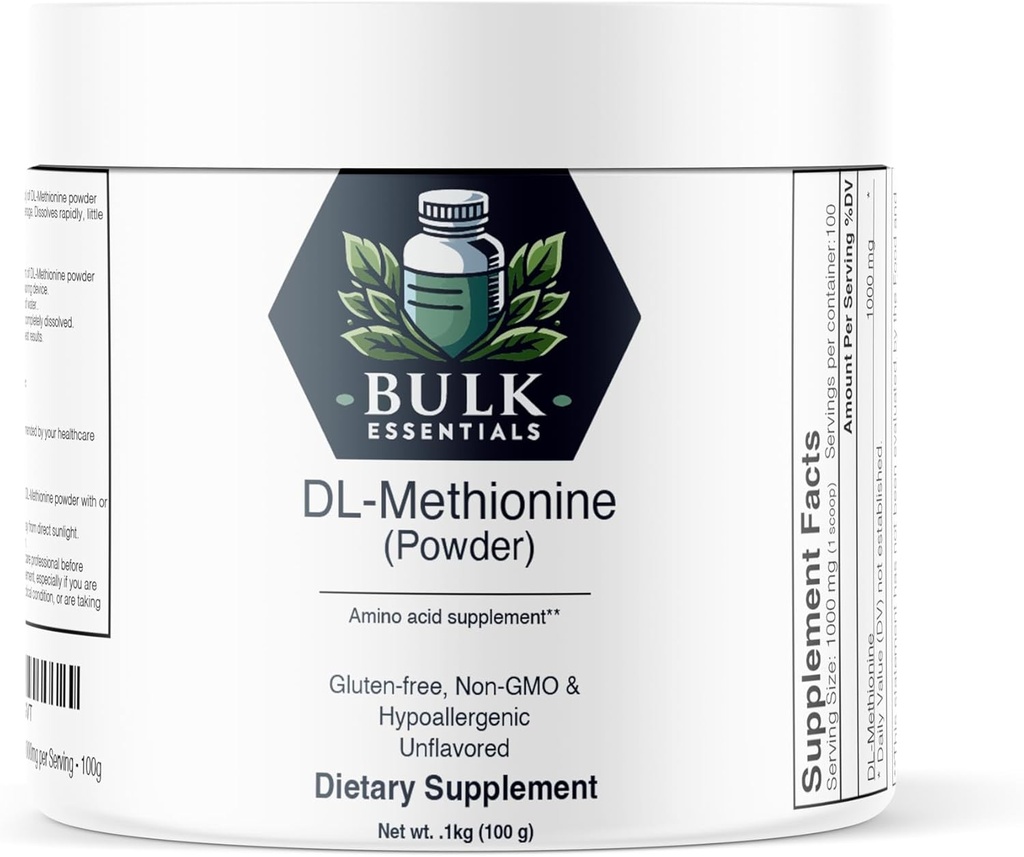 DL-Methionine Toz - Methionine Supplement - Amino Asits Supplement - Choline Supplement - hizmet başına 1000 mg - 100g