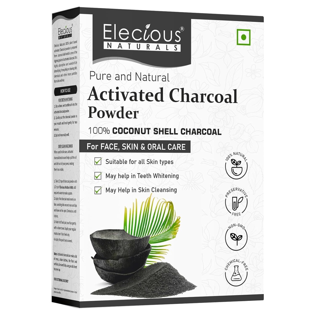Doğals Aktif Charcoal Toz Face ve Skin Taked Dead Skin, Impurities ve Detoxify Skin Coconut Charcoal Toz 100% Doğal 200gmm