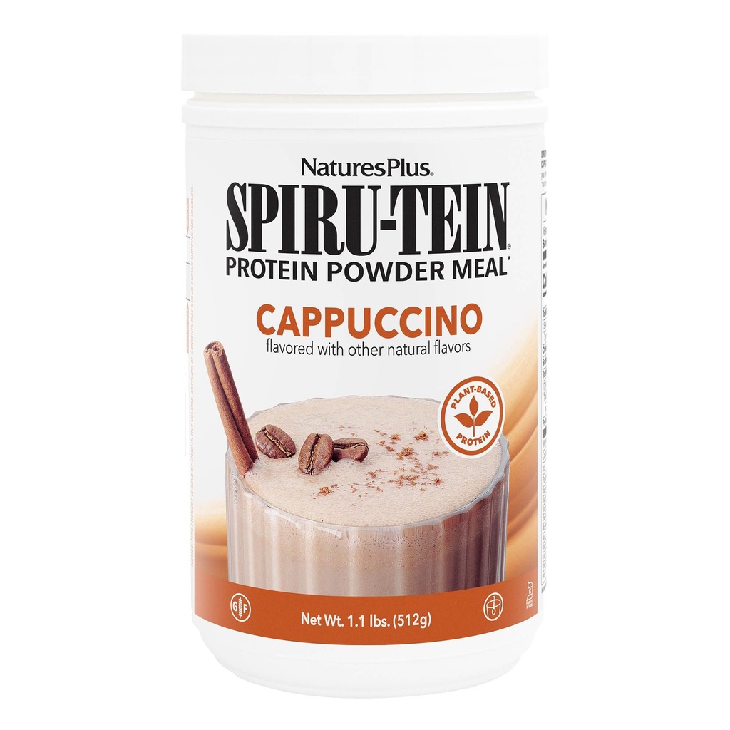 NaturesPlus SPIRU-TEIN Shake - Cappuccino Flavor - 1.1 lbs, Spirulina protein Toz - Bitki bazlı Meal Yenileme, Vitaminler ve Mineraller Enerji için - Vejetaryen, Gluten-Free - 16 Hizmetler
