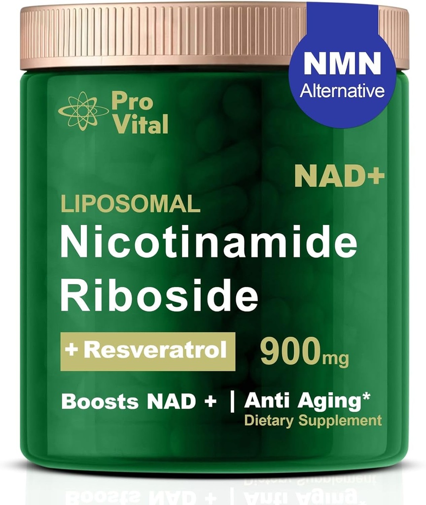 NAD Supplement, NAD Liposomal Nicotinamid Riboside 900 mg - NMNH Supplement Alternatif - Ekstra Kuvvet Liposomal NAD+ Anti Aging için Resveratrol ile Supplements, Energy, Focus - 80 Capsules