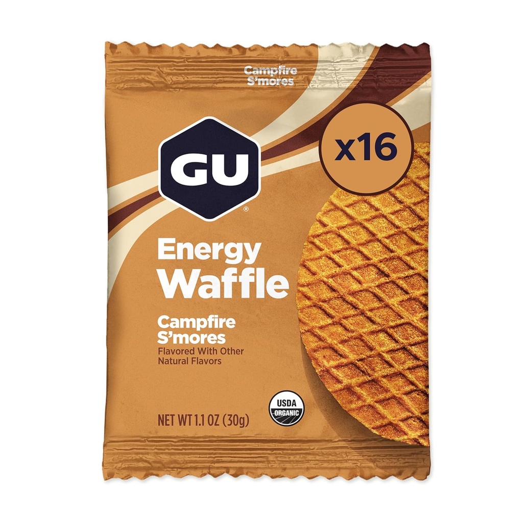GU Energy Stroopwafel Campfire S'mores Sports Nutrition Waffle, Caffeine-Free ve Kosher süt, Herhangi Bir Çalışma için On-Go Enerji, 16