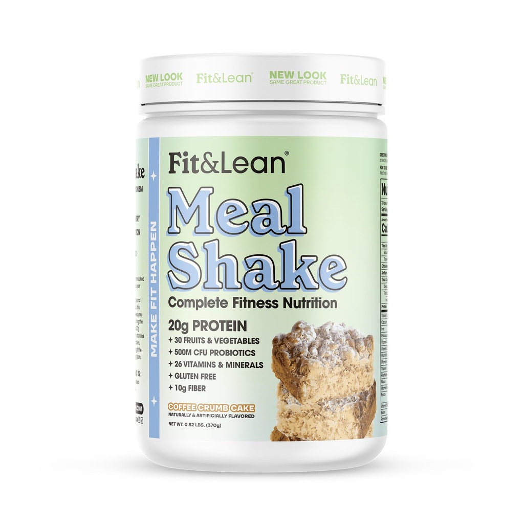 Fit & Lean Meal Shake, Fat Yanım Meal Makyaj, Protein, Fiber, Probiyotikler, Kahve Crumb Kek, 1lb, 10 Konteyner İçiyor