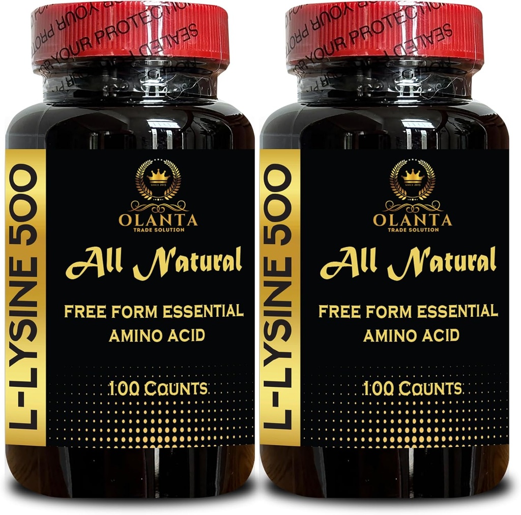 L-LYSINE Supplement replica ACIDS - Sağlıklı Kas Geliştirme, Immune Support, Lip & Skin Health Supplement, Free Form Essential Amino Asit - 2 Şişe 200 Konts
