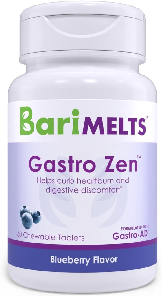 BariMelts Gastro Zen® ile Gastro-AD®, 60 Chewable Tabletler (1-Month Supply), Kalpburn Yardımı ve Gut Health Bariatrik Cerrahisi sonrası
