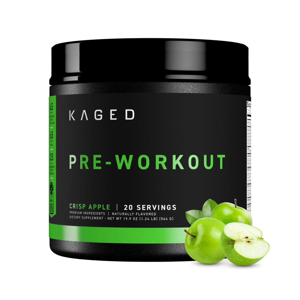 Kaged Original Pre Workout Toz | Krisp Apple | Pre-Kaged | Formulated with Kret Tina, Beta Alanine, Pure Caffeine | 20 Servisler