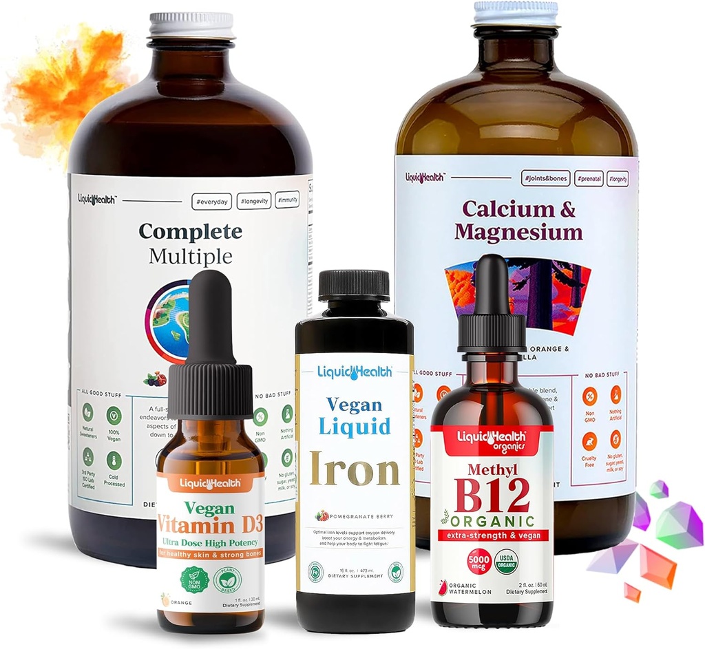 LIQUIDHEALTH Ultimate Bariatrik Vitamin Supplement Sche - Daily Bariatrik Multivitamin Demir, Kalsiyum, Magnezyum, Vegan Vitamin D3 & Organik B12 - Bariatrik Cerrahisi Var, ABD Made