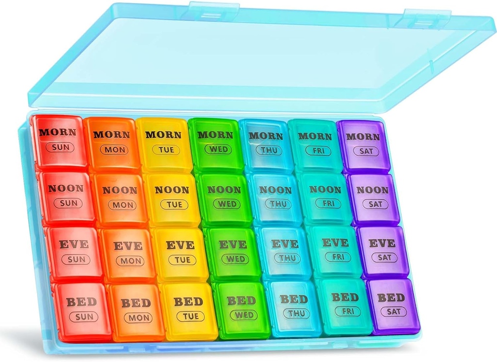 XL Large Weekly Pill Organizer 4 Times a Day, 7Day Pill Box and Organizer AM PM, Big Karşılaştırmalar Pill Case, Monthly Drug Organizer 28 Days columns for Fish Oils