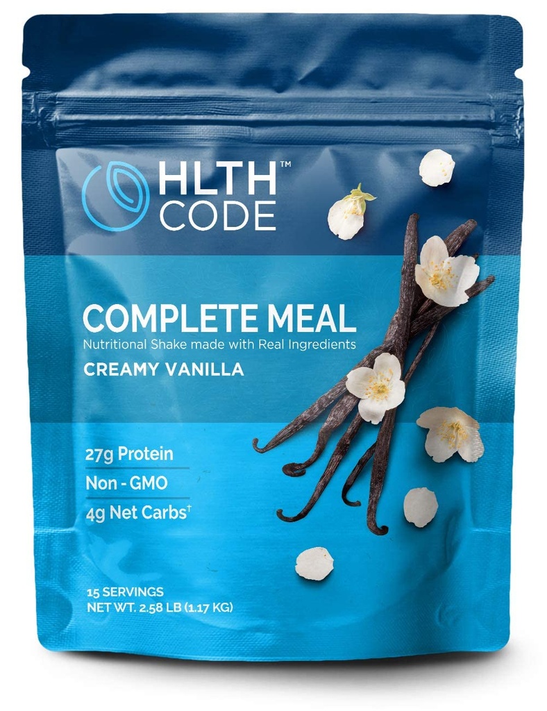 HLTH Kodu Tamam Meal Yenileme Shake - En sağlıklı Meal Makyaj = En sağlıklı Sen | Hua Dostu | Yüksek Protein | Low Carb | Collagen | Gluten Free | Creamy Vanilla Flavor (15 hizmet)