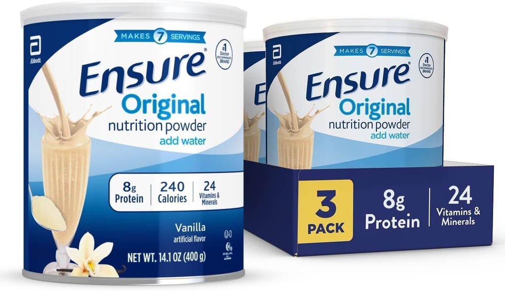 Orijinal Vanilla Beslenme Tozu | Vanilla protein Toz | Küçük Meal Yenileme Shake Mix | 8g protein, 24 Vitamin & Minerals | Immune Health | 14.1 oz - 3 paket