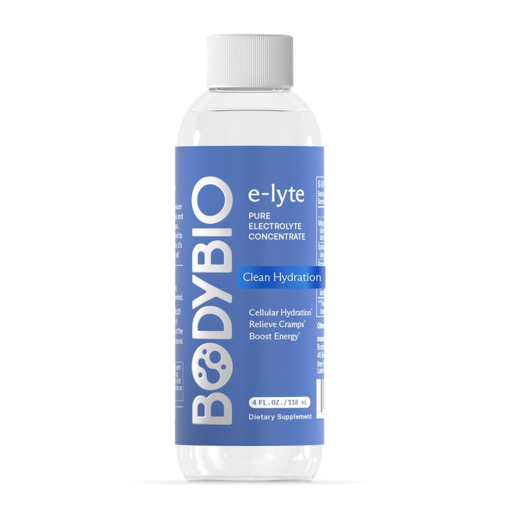 BodyBio e-Lyte - Sıvı Elektrolyte Clean Hydration, Energy & Cramp Relief - No Sugar, No Yapay Flavors, No Fillers, Keto Friendly