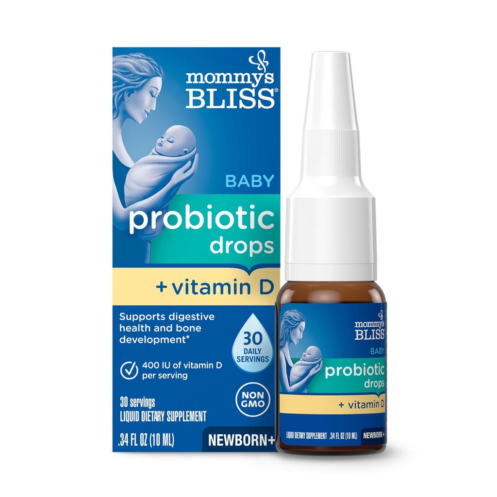 Anne'nin Bliss Bebek Probiyotikleri + Vitamin D Drops, Supports Digestive Health & Immune Function*, 400IU Vitamin D , Supports Bone Development*, Newborns+, Flavorless, 0.34 Fl Oz (30 hizmet)